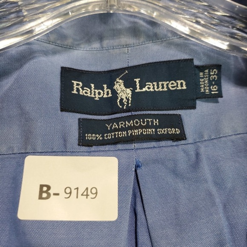 VINTAGE Ralph Lauren Men Button Up Shirt 16 Naked Pony Yarmouth Pinpoint Oxford - Picture 9 of 9